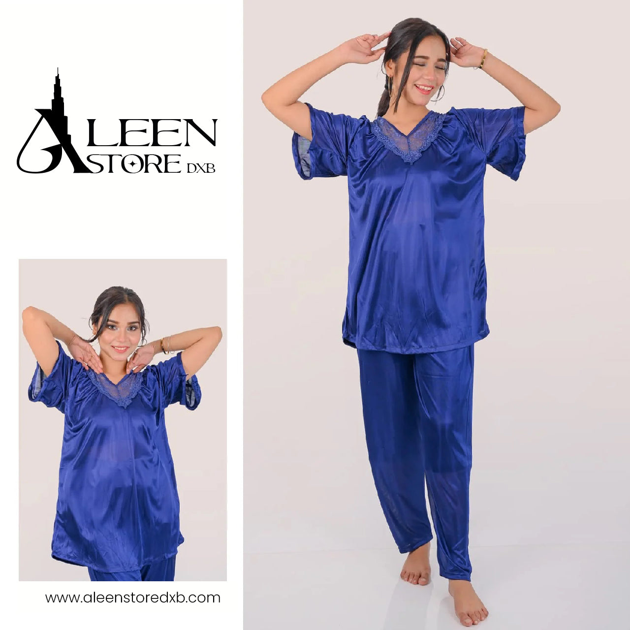 V-Neck Bridal Silk Nightwear For Girls & Women - AleenDXB