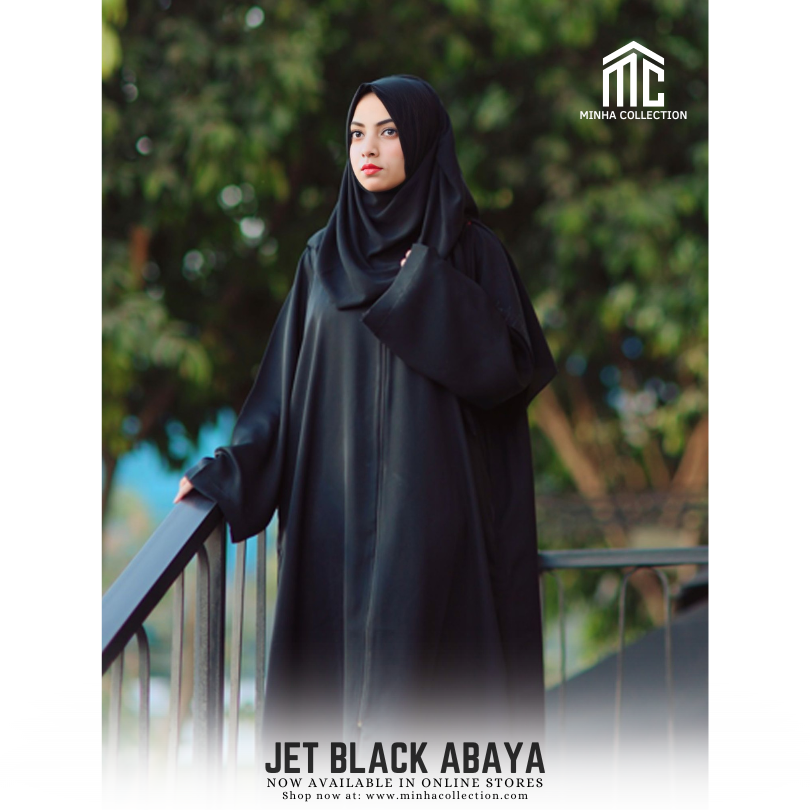 Jet Black Abaya - AleenDXB