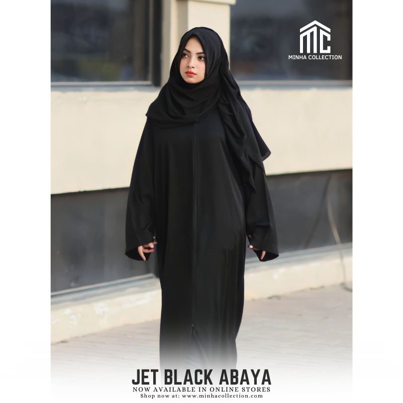 Jet Black Abaya - AleenDXB