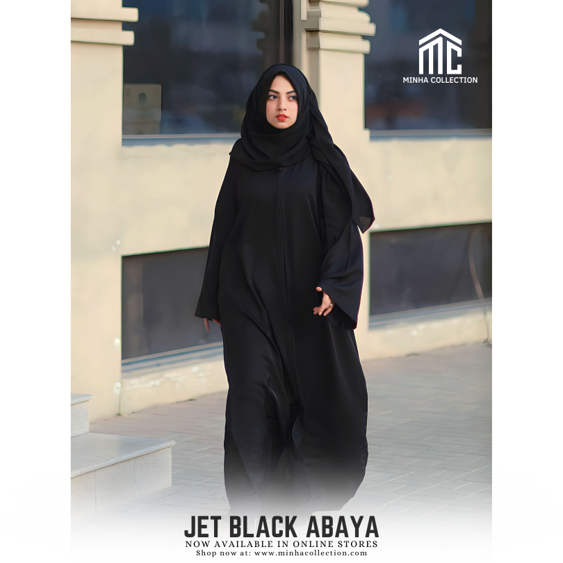 Jet Black Abaya - AleenDXB