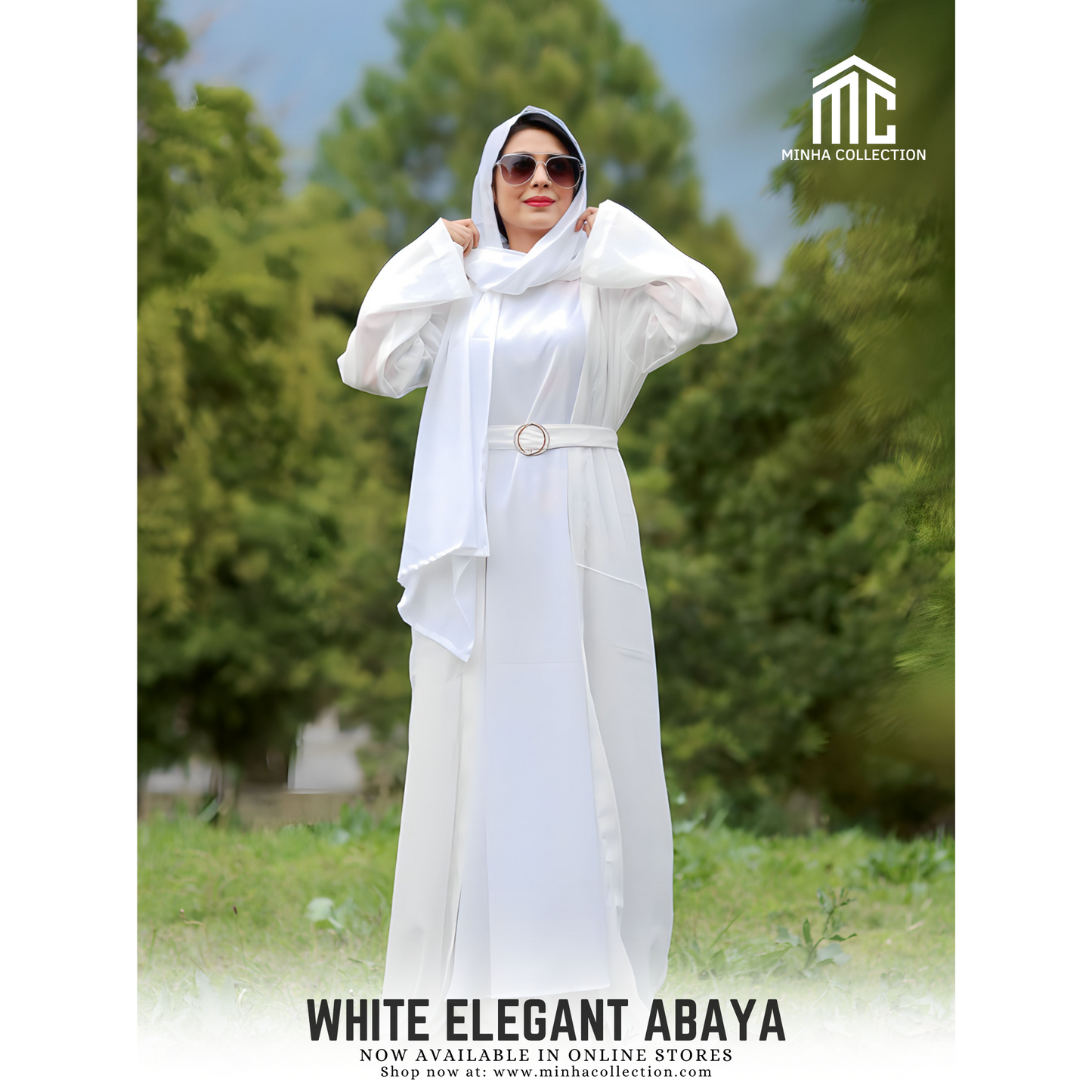 White Elegant Abaya - AleenDXB