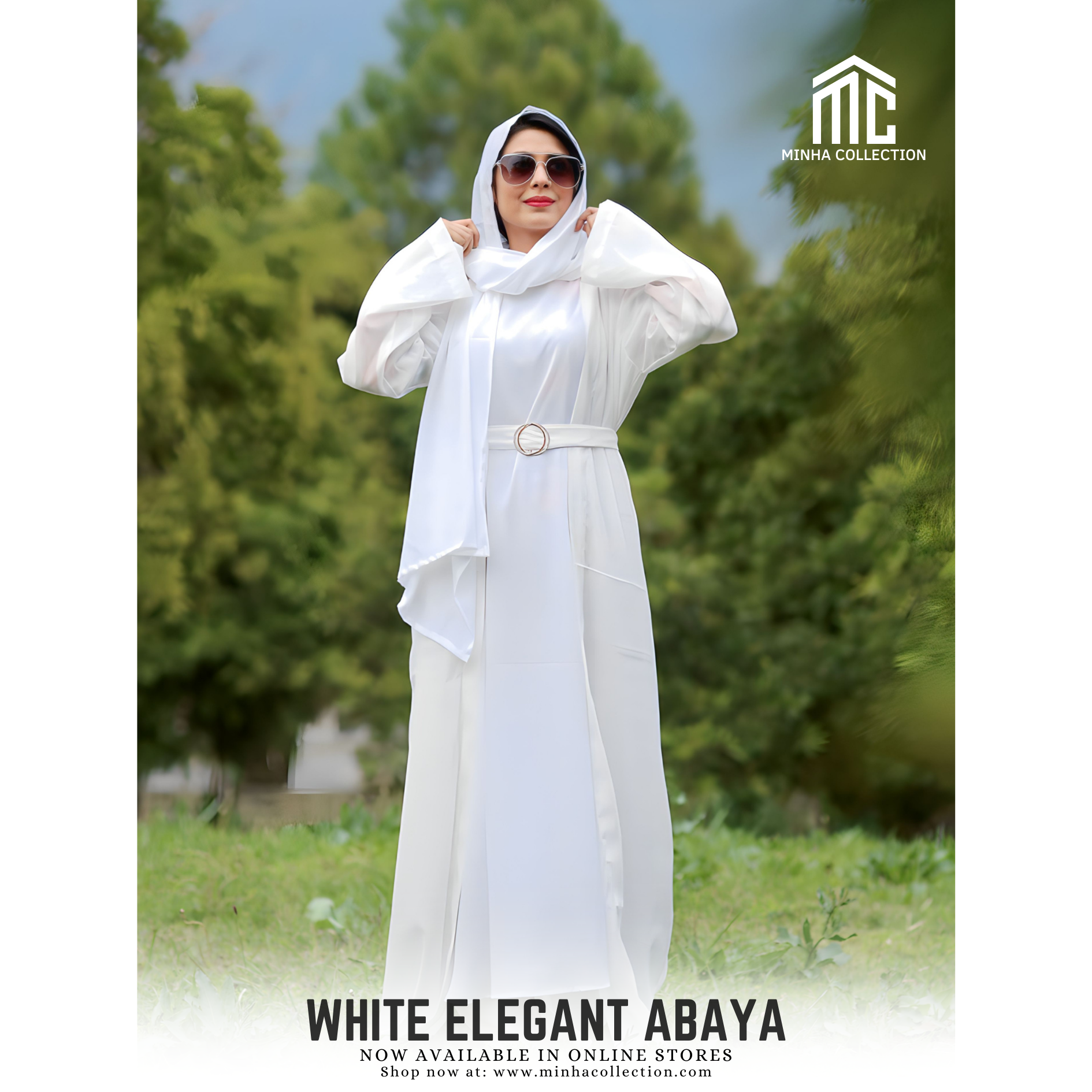 White Elegant Abaya - AleenDXB