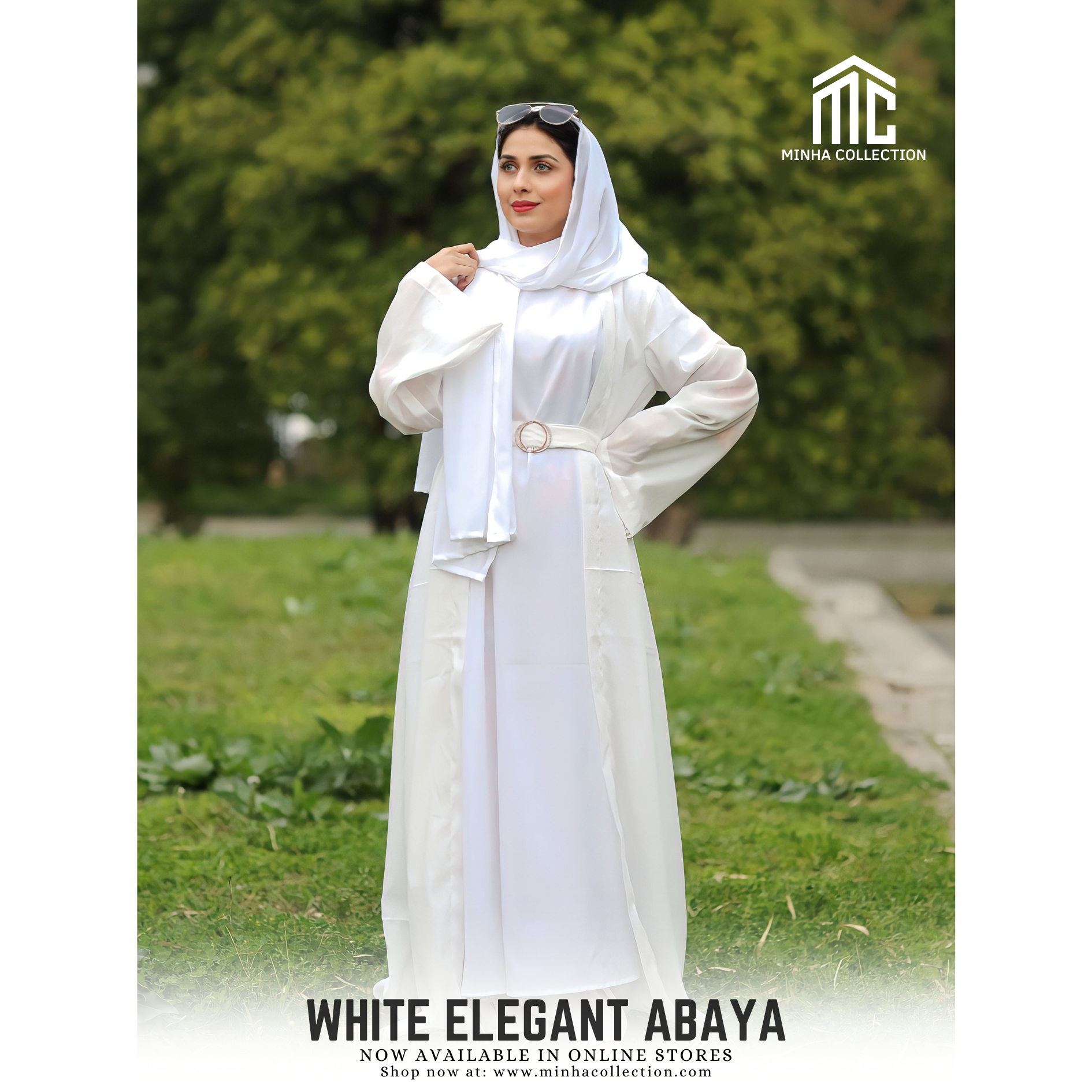 White Elegant Abaya - AleenDXB