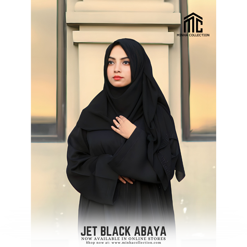 Jet Black Abaya - AleenDXB