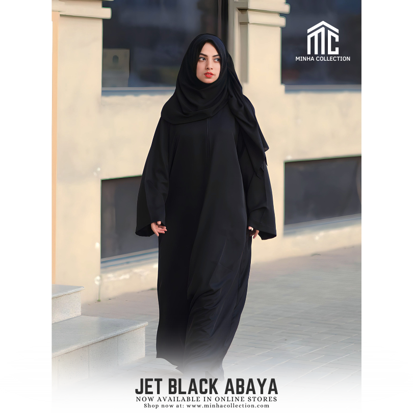 Jet Black Abaya - AleenDXB